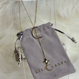 Lili Claspe Gold Plated Rope the Moon & Star Lariat Necklace Rachel Zoe Box